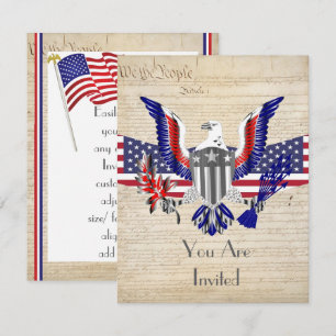 Patriotisk amerikansk örn, flagga och konstitution inbjudningar