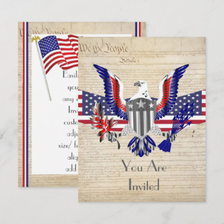 Patriotisk amerikansk örn, flagga och konstitution inbjudningar