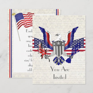 Patriotisk amerikansk örn, flagga och sköld inbjudningar
