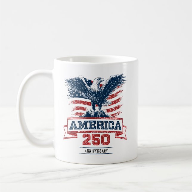 Patriotisk Amerikansk Örn Glad 250-årsjubileum Kaffemugg (Vänster)
