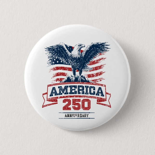 Patriotisk Amerikansk Örn Glad 250-årsjubileum Knapp (Framsida)