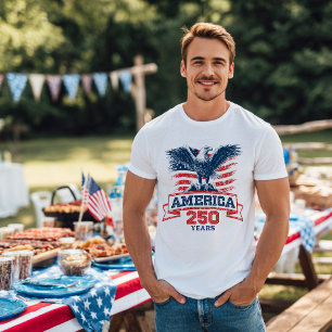 Patriotisk Amerikansk Örn Glad 250-årsjubileum T Shirt