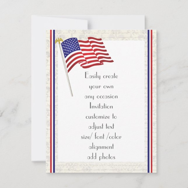 Patriotisk amerikansk örn och flagga 2 inbjudningar (Baksida)