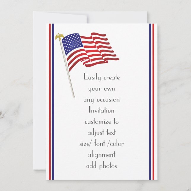 Patriotisk amerikansk örn och flagga inbjudningar (Baksida)