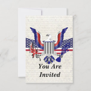 Patriotisk amerikansk örn och flagga inbjudningar