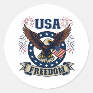 Patriotisk amerikansk örn USA Frihet Runt Klistermärke