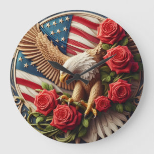 Patriotisk amerikansk örns väggklocka