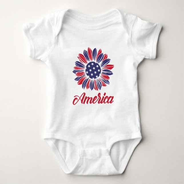 Patriotisk amerikansk solros   t shirt (Framsida)