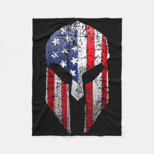 Patriotisk amerikansk spartansk krigare Usa Flagga Fleecefilt
