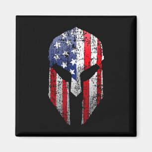 Patriotisk amerikansk spartansk krigare Usa Flagga Magnet
