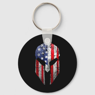 Patriotisk amerikansk spartansk krigare Usa Flagga Nyckelring