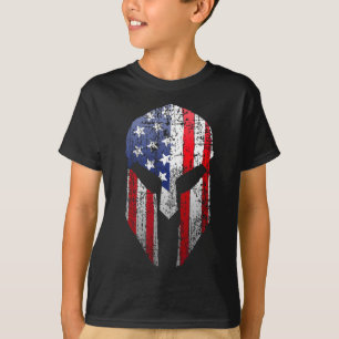 Patriotisk amerikansk spartansk krigare Usa Flagga T Shirt