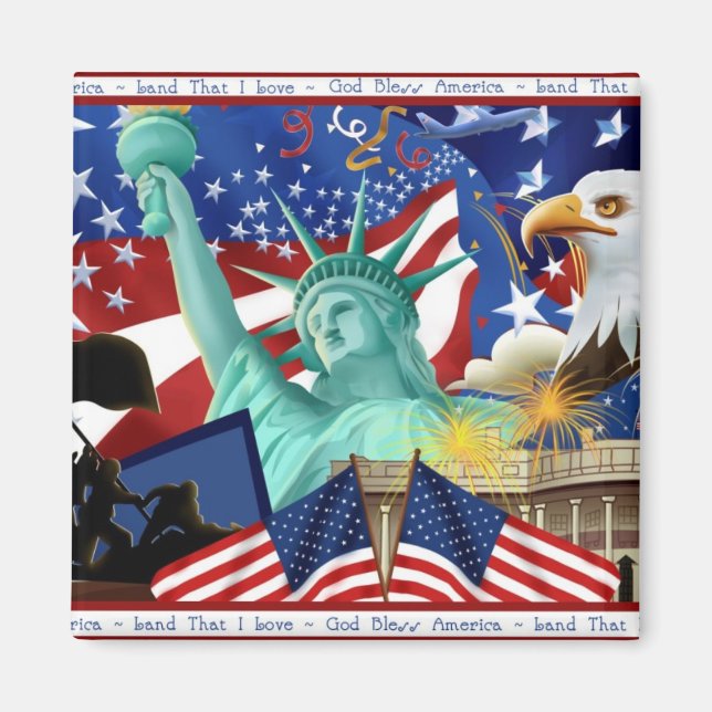 Patriotisk amerikansk symbolmagnetgunstingar magnet (Framsidan)