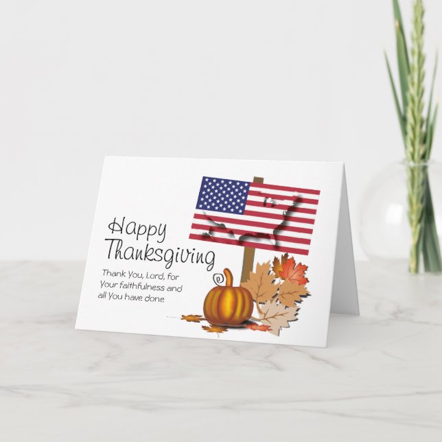 Patriotisk amerikansk Thanksgiving Helgkort (Framsida)