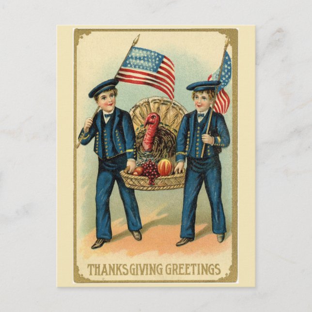Patriotisk amerikansk Thanksgiving Turkiet i A Bas Vykort (Framsida)