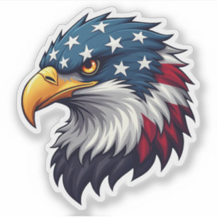 Patriotisk amerikansk vitörad havsörnshuvud USA Klistermärken