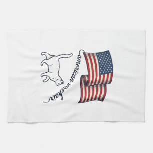 Patriotisk amerikansk Wirehair Katt Vintage Design Kökshandduk