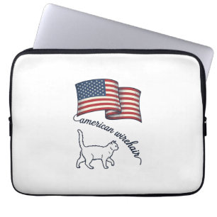 Patriotisk amerikansk Wirehair katt vintage design Laptop Fodral