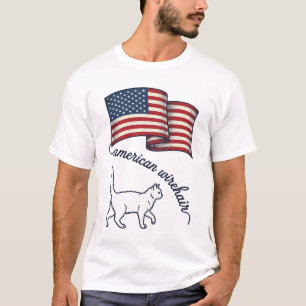 Patriotisk amerikansk wirehair katt vintage design t shirt
