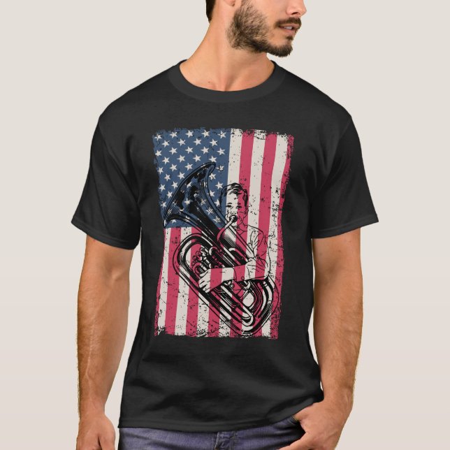 Patriotisk amerikanska flaggan för musikband för t shirt (Framsida)