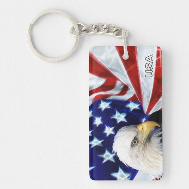 Patriotisk amerikanska flaggan & örn nyckelring (Framsidan)