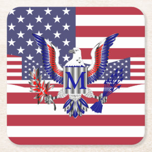 Patriotisk amerikanska flaggan underlägg papper kvadrat