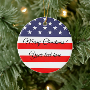 Patriotisk amerikanska flagganjulgranprydnad julgransprydnad keramik