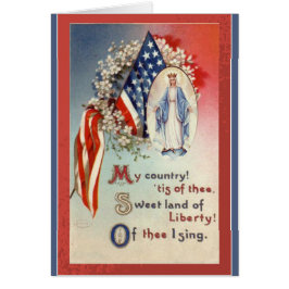 Patriotisk amerikanska flagganoskuld Mary Hälsningskort