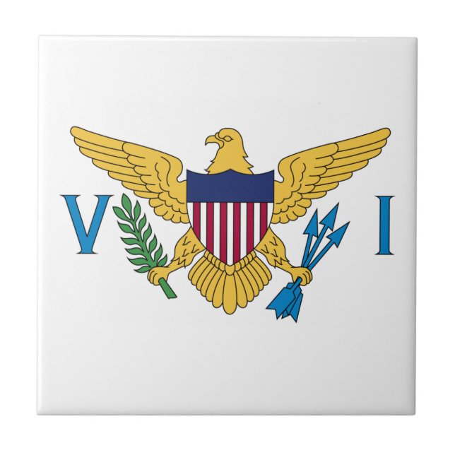 Patriotisk Amerikanska Jungfruöarnas flagga Kakelplatta (Framsidan)