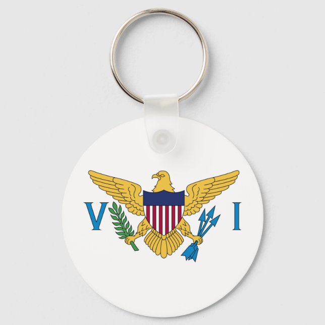 Patriotisk Amerikanska Jungfruöarnas flagga Nyckelring (Framsida)