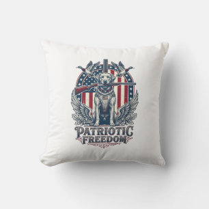 Patriotisk andjägare hund vektor grafisk tee_1 kudde