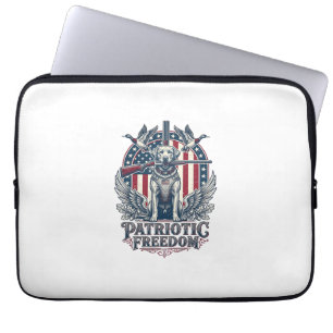 Patriotisk andjägare hund vektor grafisk tee_1 laptop fodral