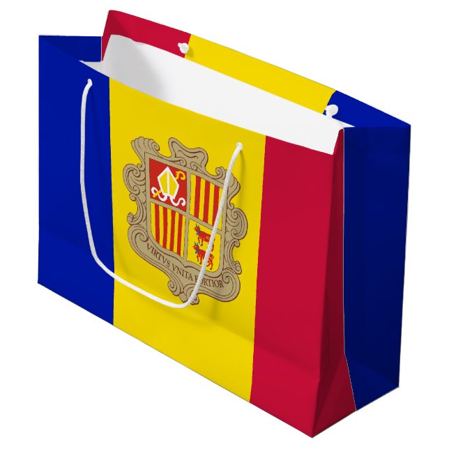 Patriotisk Andorra-flagga (Framsidan Vinklad)
