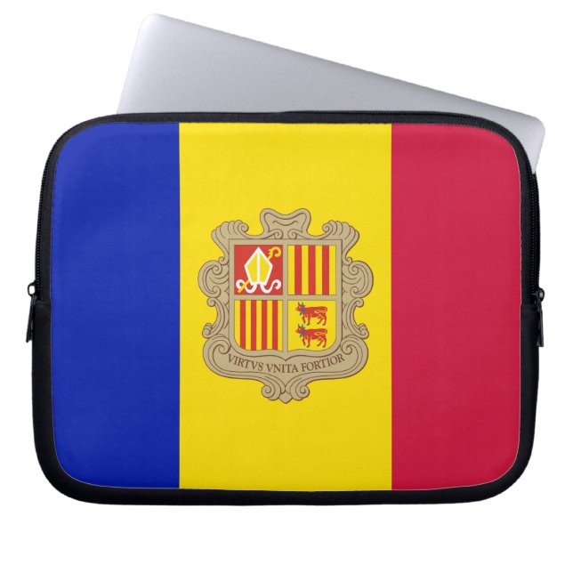Patriotisk Andorra-flagga Laptop Fodral (Framsidan)