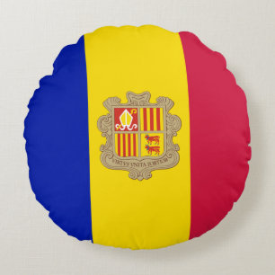 Patriotisk Andorra-flagga Rund Kudde