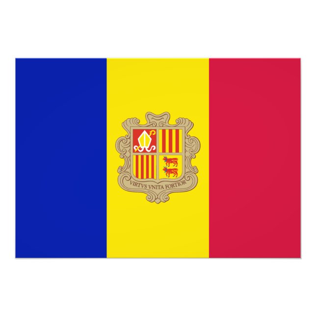 Patriotisk Andorraflagga Fototryck (Framsidan)