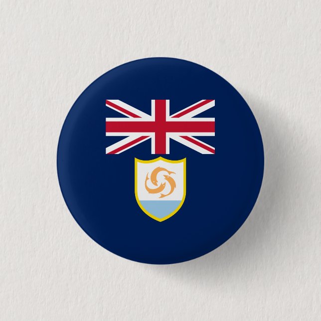 Patriotisk Anguilla Flagga Knapp (Framsida)