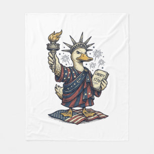 Patriotisk anka 4:e juli vintage T-shirt design_ Fleecefilt
