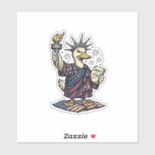 Patriotisk anka 4:e juli vintage T-shirt design_ Klistermärken
