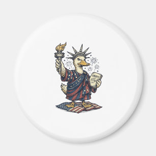 Patriotisk anka 4:e juli vintage T-shirt design_ Magnet