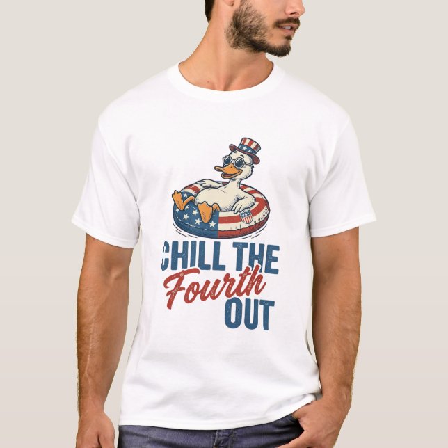 Patriotisk anka fjärde juli flottörskjorta design t shirt (Framsida)