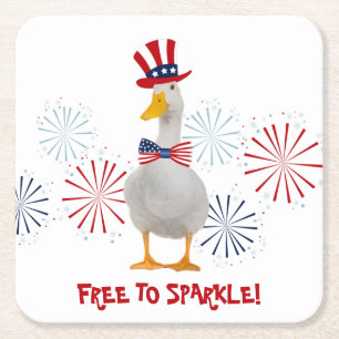 Patriotisk Anka fri från Gnistra Underlägg Papper Kvadrat
