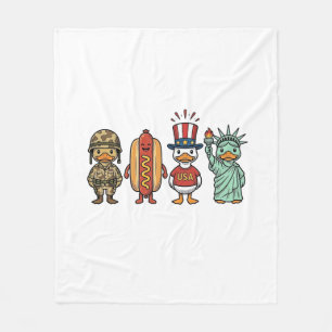 Patriotisk anka och varmkorv Vintage Vector T-shir Fleecefilt