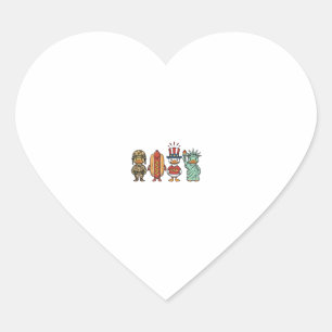 Patriotisk anka och varmkorv Vintage Vector Tröja_ Hjärtformat Klistermärke