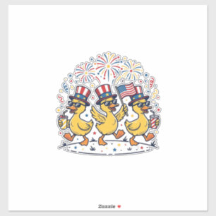Patriotisk Anka Trio Vintage 4:e Juli T-Shirt Desi Klistermärken