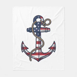 Patriotisk Ankare Vintage Vektor Design_1 Fleecefilt