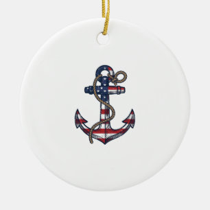 Patriotisk Ankare Vintage Vektor Design_1 Julgransprydnad Keramik