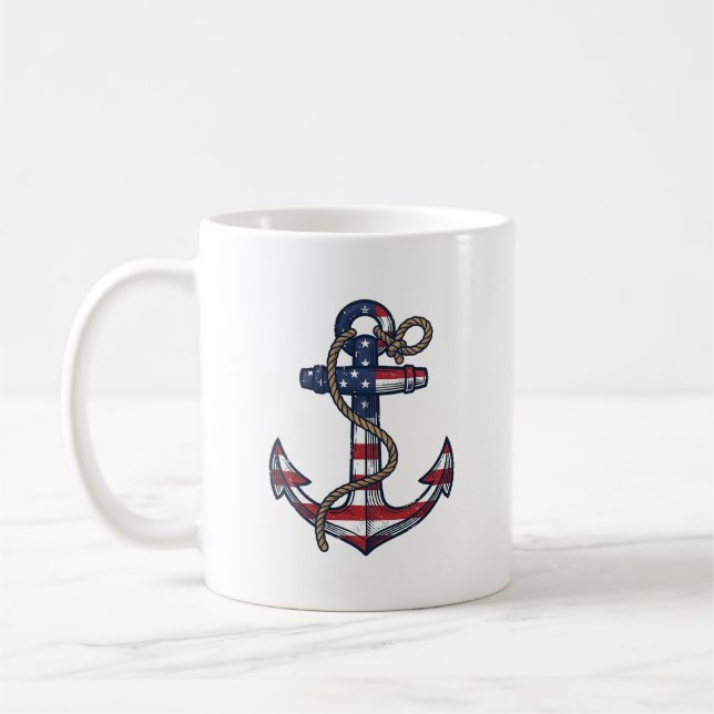 Patriotisk Ankare Vintage Vektor Design_1 Kaffemugg (Vänster)