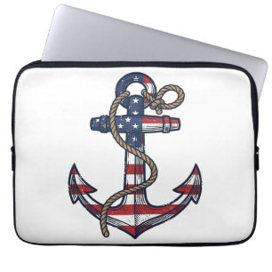 Patriotisk Ankare Vintage Vektor Design_1 Laptop Fodral