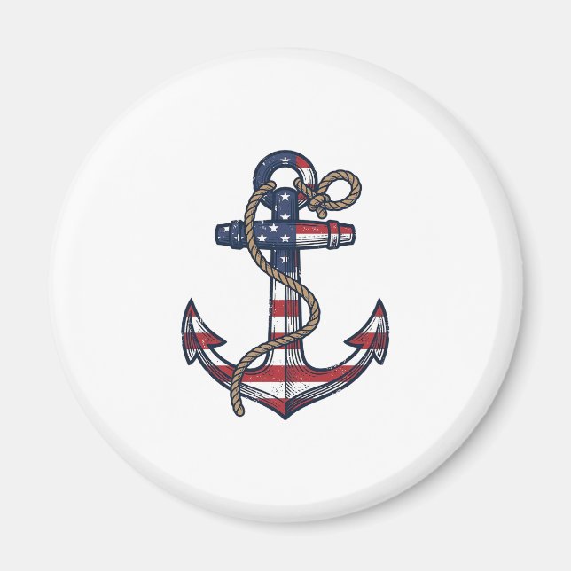 Patriotisk Ankare Vintage Vektor Design_1 Magnet (Framsidan)